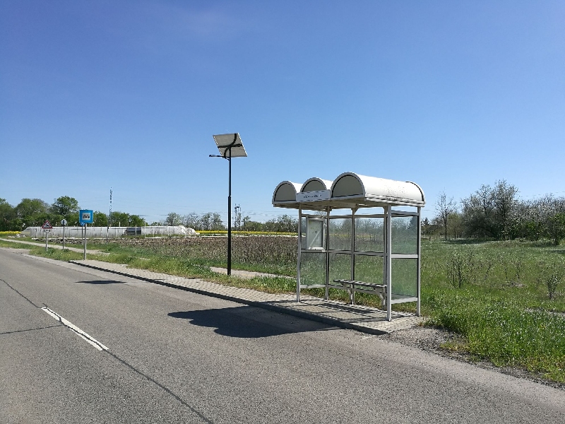Röszke, bus stop, solar lighting